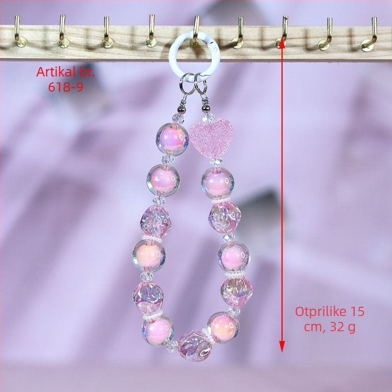 Ručni izrađeni lanac za telefon od perlica – korejski stil, životinjski uzorak, DIY privjesak