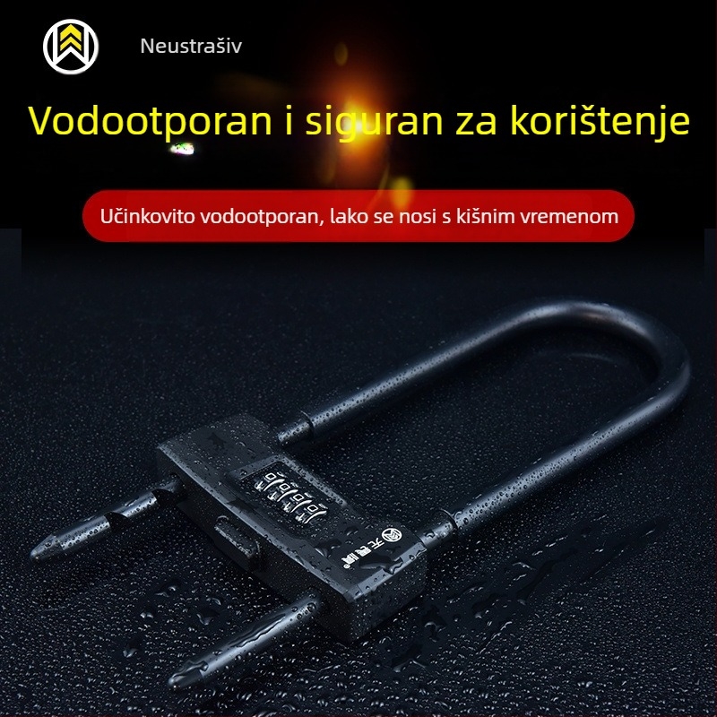 Katanac za staklena vrata s U-oblikom, protiv krađe i otporn na hidrauličko rezanje, za dvostruka i klizna vrata (materijal: cinkova legura; model: 1; stil: novi kineski stil)