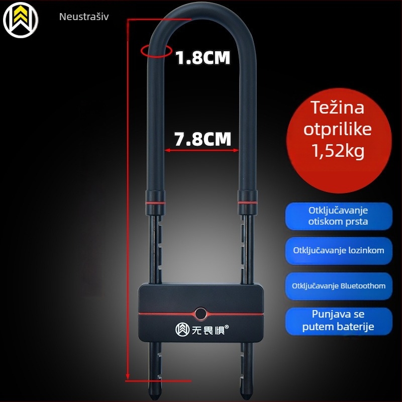 Katanac za staklena vrata s U-oblikom, protiv krađe i otporn na hidrauličko rezanje, za dvostruka i klizna vrata (materijal: cinkova legura; model: 1; stil: novi kineski stil)