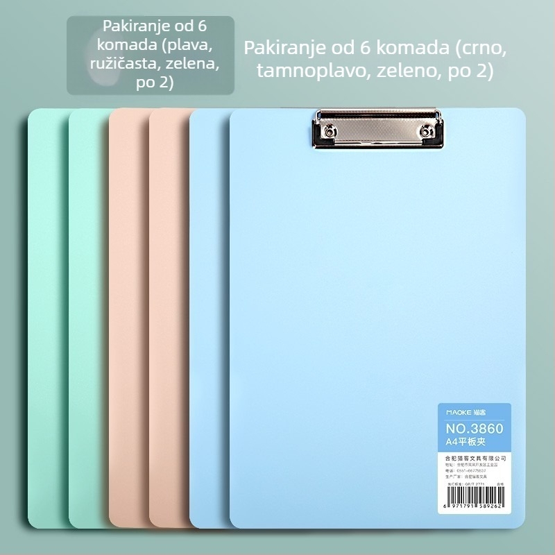 A4 PVC klip ploča za učenike, model 3860, okomito