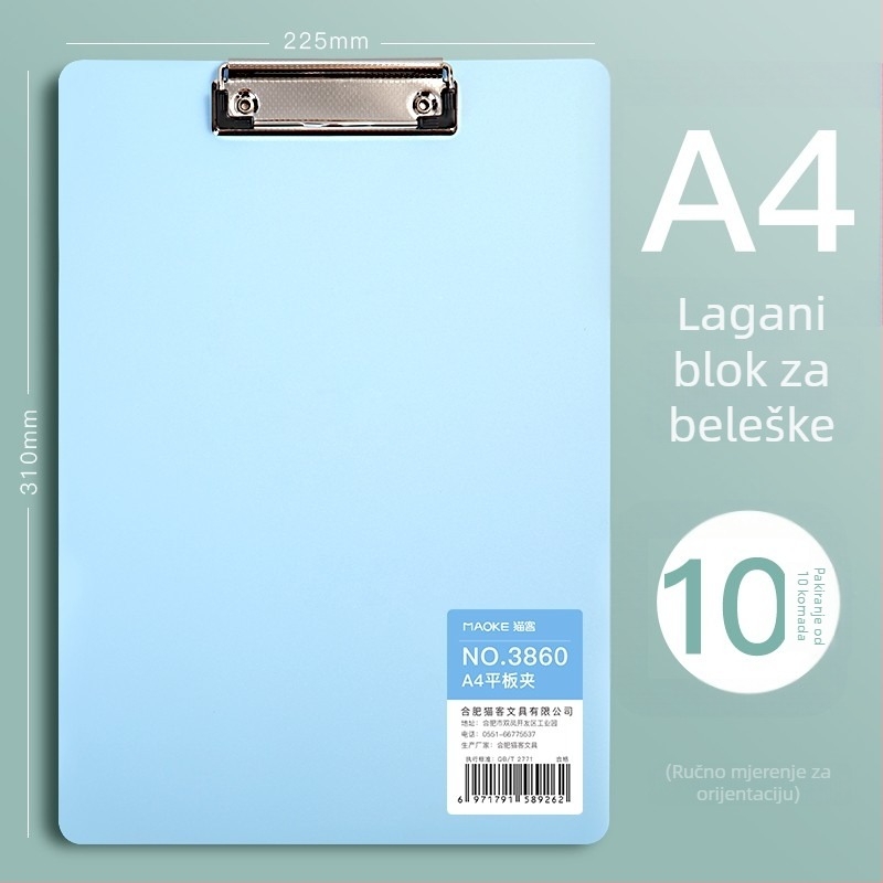 A4 PVC klip ploča za učenike, model 3860, okomito