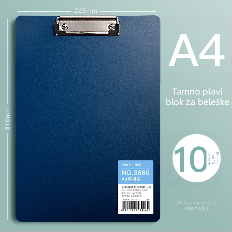 A4 PVC klip ploča za učenike, model 3860, okomito