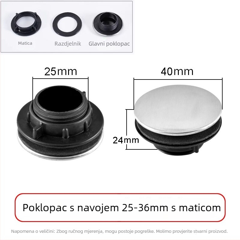 Nehrđajući čelični zátka za sudoper 3116, moderan minimalistički stil, neto težina 4–14 g