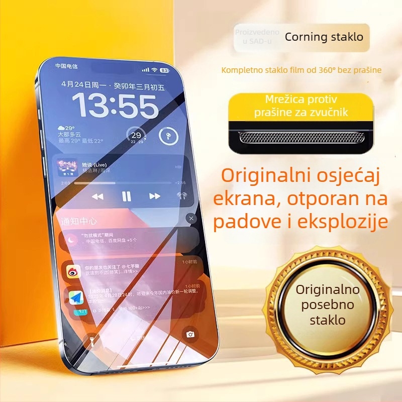 Zaštitno staklo zaslona s anti-peepom i zaštitom od pada za iPhone 11–14 Pro/Max