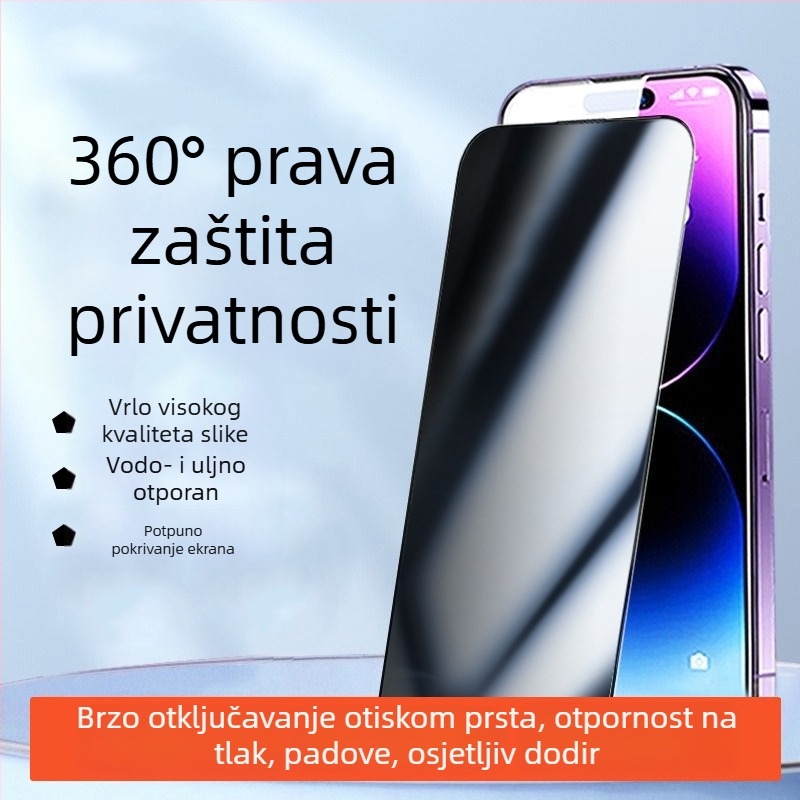 Zaštitno staklo zaslona s anti-peepom i zaštitom od pada za iPhone 11–14 Pro/Max