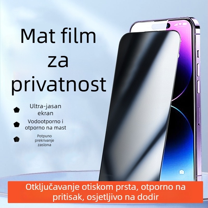 Zaštitno staklo zaslona s anti-peepom i zaštitom od pada za iPhone 11–14 Pro/Max