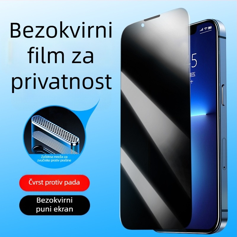 Zaštitno staklo zaslona s anti-peepom i zaštitom od pada za iPhone 11–14 Pro/Max