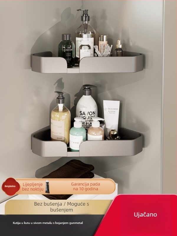 Zidni set držača ručnika za kupaonicu – aluminijska legura, završna obrada anodizacijom, montaža bez bušenja, šestodijelni set, moderan minimalistički stil