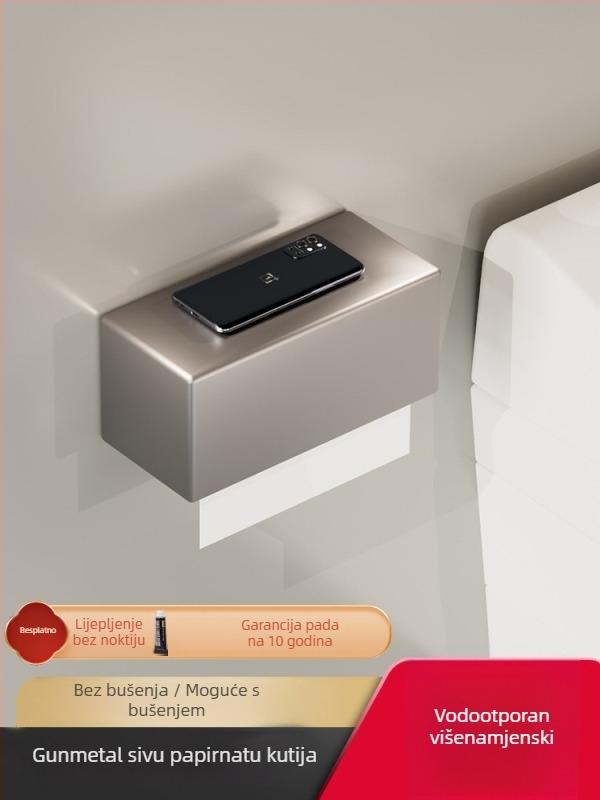 Zidni set držača ručnika za kupaonicu – aluminijska legura, završna obrada anodizacijom, montaža bez bušenja, šestodijelni set, moderan minimalistički stil