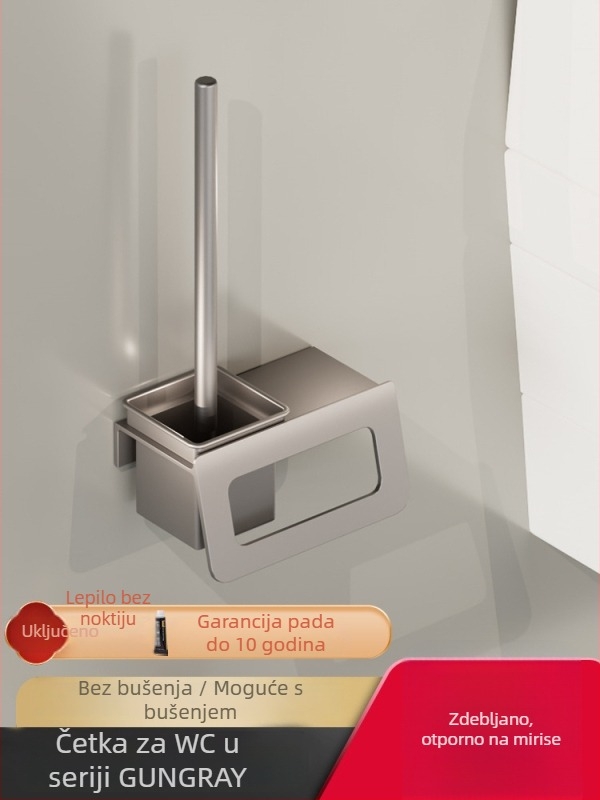 Zidni set držača ručnika za kupaonicu – aluminijska legura, završna obrada anodizacijom, montaža bez bušenja, šestodijelni set, moderan minimalistički stil