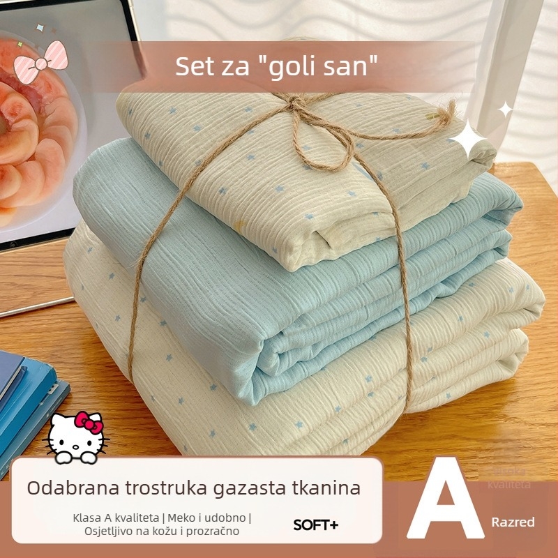 Pamuk posteljni set, četiri dijela, za studentski dom, četiri sezone, s biljnim cvjetnim uzorkom