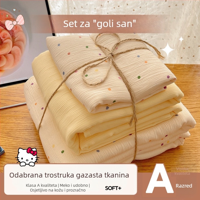 Pamuk posteljni set, četiri dijela, za studentski dom, četiri sezone, s biljnim cvjetnim uzorkom