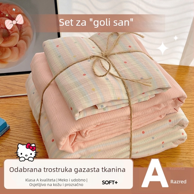 Pamuk posteljni set, četiri dijela, za studentski dom, četiri sezone, s biljnim cvjetnim uzorkom