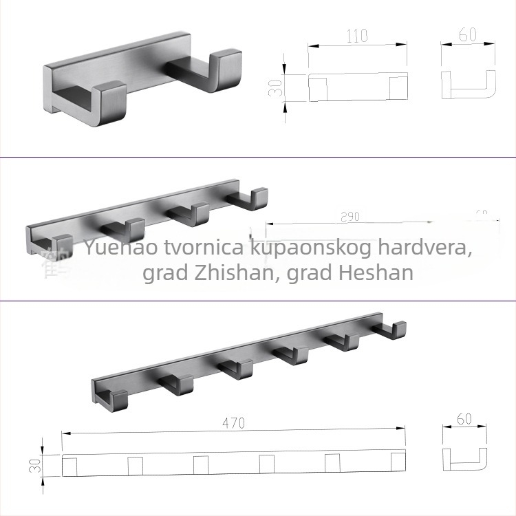 Zidni držač za ručnike, bez bušenja, sklopivi, pomični, od nehrđajućeg čelika, komplet 2–6 komada