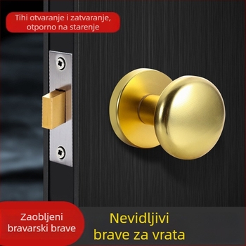 Skrivene okrugle kvake za vrata od cinka, za vrata spavaće sobe, s ključem, tip okretna jezgra, utor za ugradnju