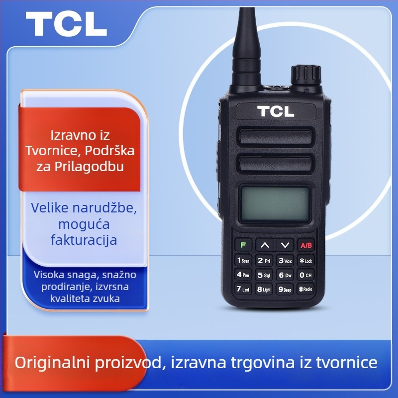 TCL analogni dvostrani radio HT8/HT9 vanjske visoke snage, 16 kanala, 400–480 MHz, 5W, 3–5 km, 3000 mAh