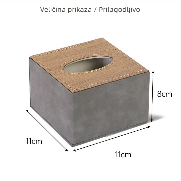 Kožna kutija za maramice za dnevni boravak — tanke papirnate maramice, moderni minimalistički stil, višestruka namjena