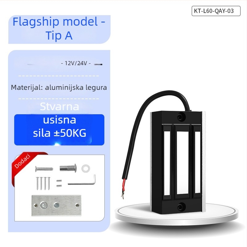 KOB KT-L60 magnetski zaključav za elektronički nadzor pristupa, elektromagnetni zaključav, nosivost 60 kg, napajanje 12V/24V