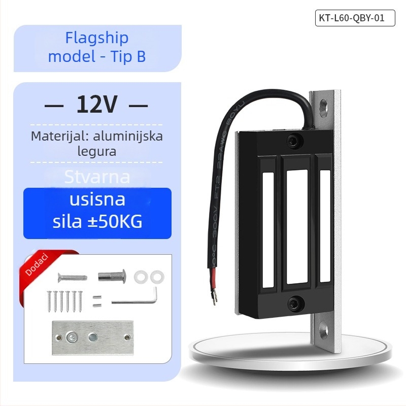KOB KT-L60 magnetski zaključav za elektronički nadzor pristupa, elektromagnetni zaključav, nosivost 60 kg, napajanje 12V/24V
