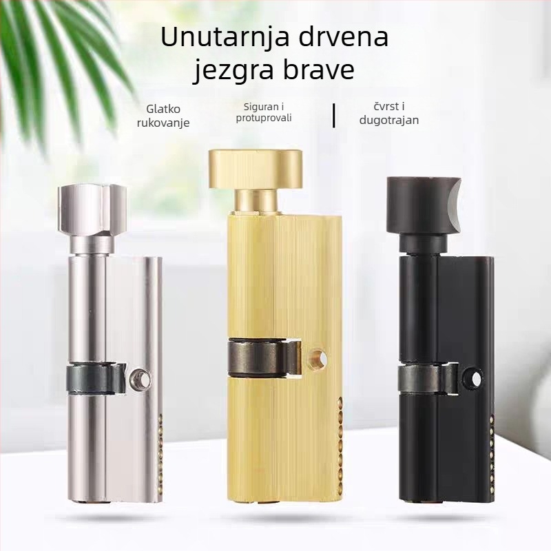 Cilindrični zaključavač za unutarnja vrata, jezgro od bakra s aluminijskim omotačem, model 1, moderno jednostavan stil