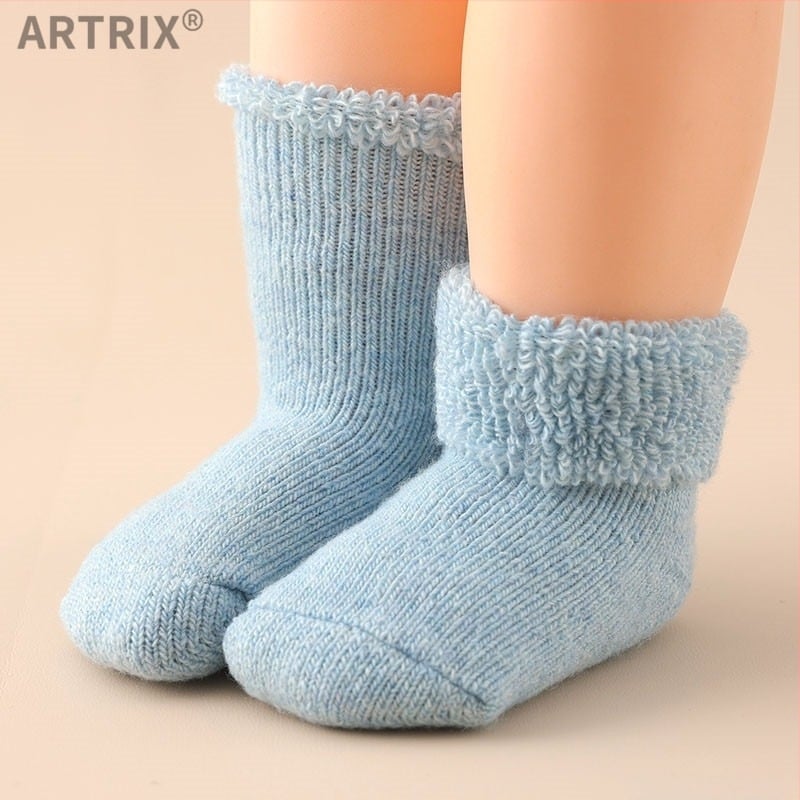 Zimske vunene čarape za bebe i djecu, debele, dugačke čarape, bez pete, unisex