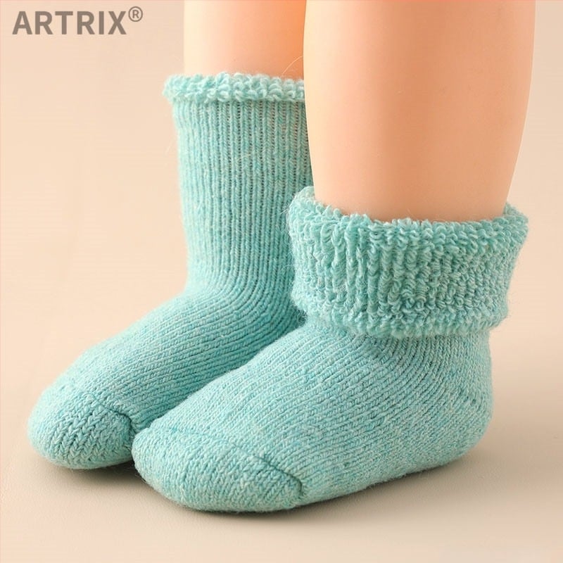 Zimske vunene čarape za bebe i djecu, debele, dugačke čarape, bez pete, unisex