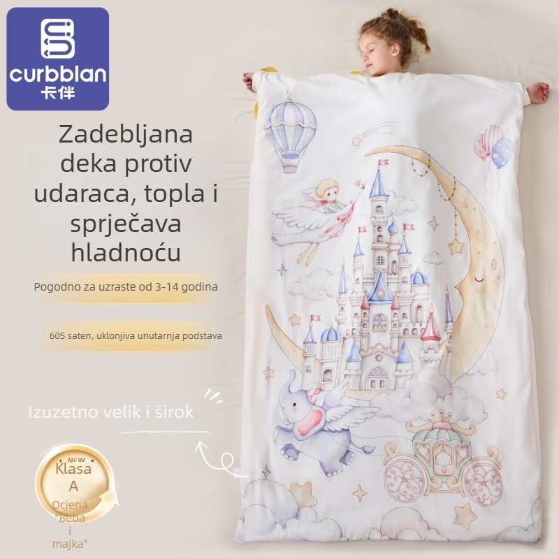 Dječja spavaća vreća s debelim plišem, za jesen-zimu, za djecu srednje i veće veličine, sve sezone