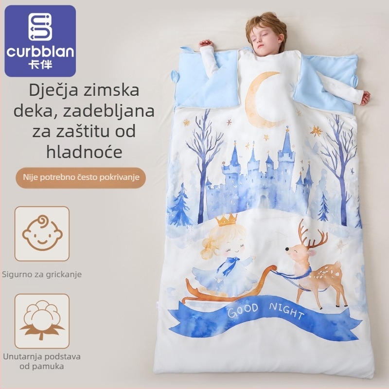 Dječja spavaća vreća s debelim plišem, za jesen-zimu, za djecu srednje i veće veličine, sve sezone