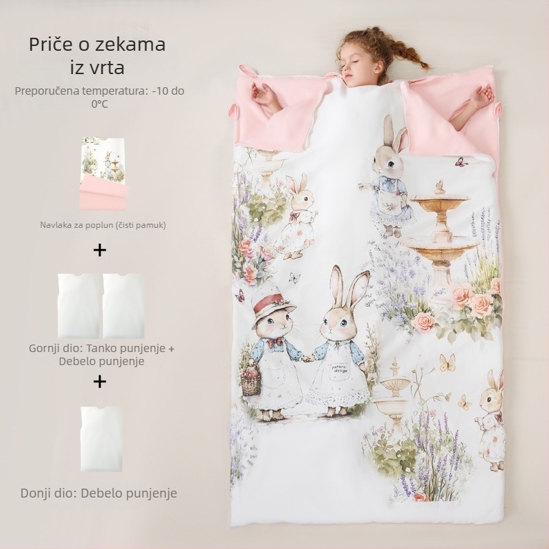 Dječja spavaća vreća s debelim plišem, za jesen-zimu, za djecu srednje i veće veličine, sve sezone