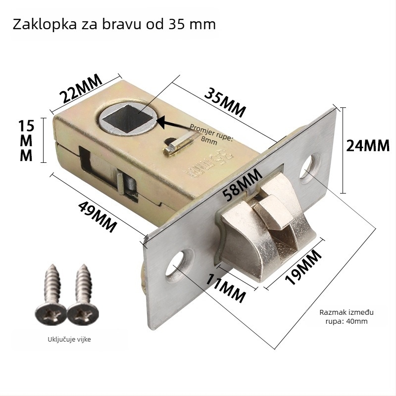 Željezni cilindar brave za kućna i kupaonska vrata, moderan minimalistički stil, marka According to me ya