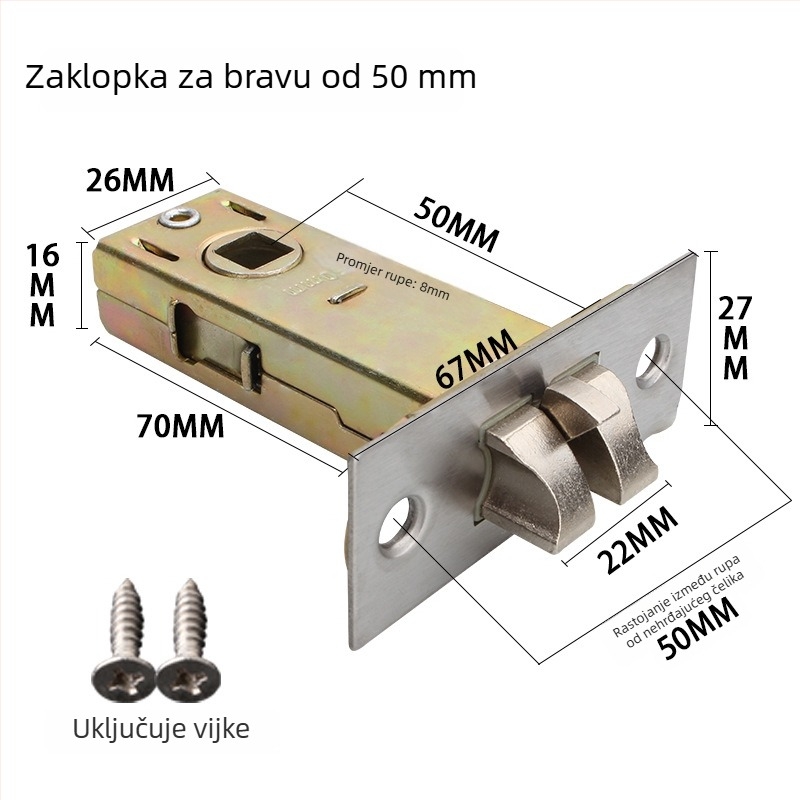 Željezni cilindar brave za kućna i kupaonska vrata, moderan minimalistički stil, marka According to me ya