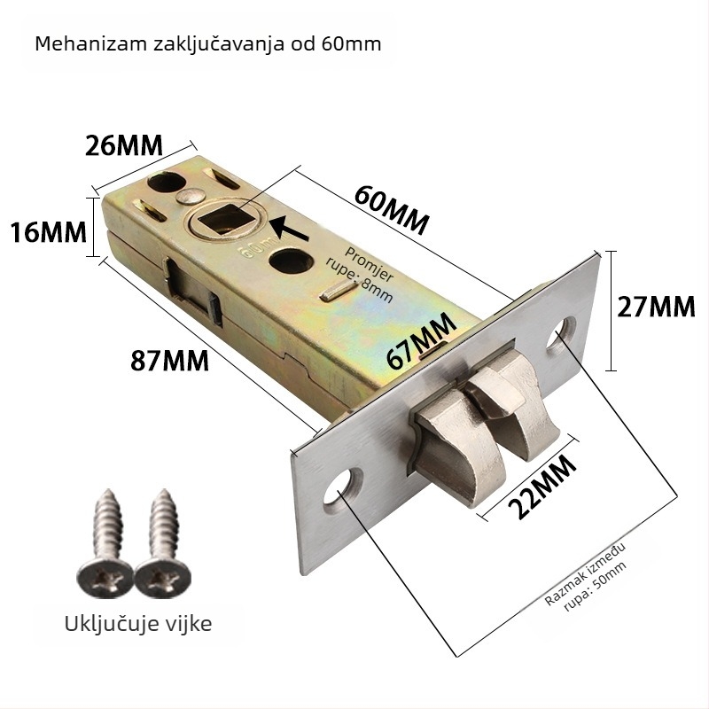 Željezni cilindar brave za kućna i kupaonska vrata, moderan minimalistički stil, marka According to me ya