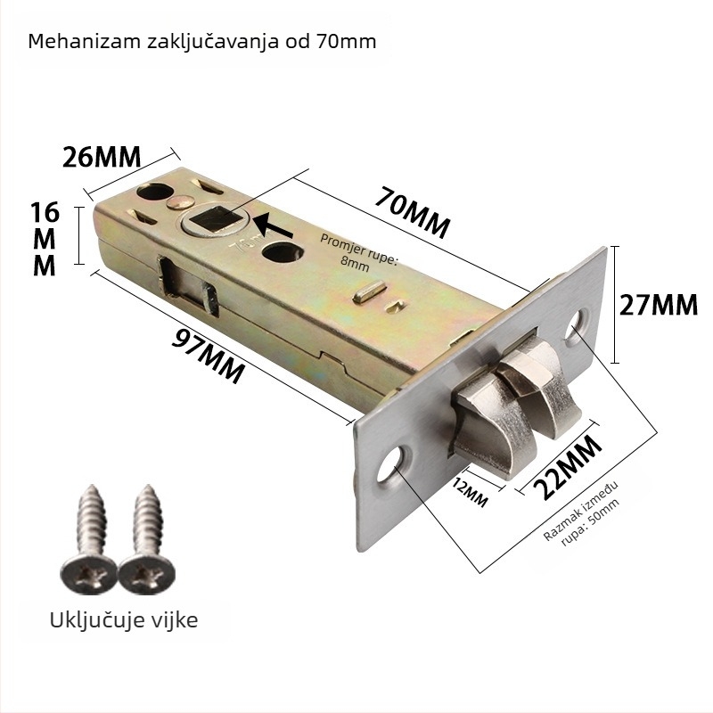 Željezni cilindar brave za kućna i kupaonska vrata, moderan minimalistički stil, marka According to me ya
