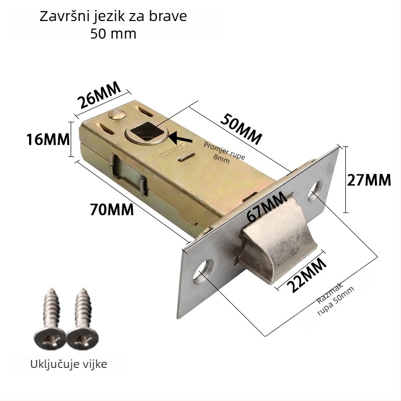 Željezni cilindar brave za kućna i kupaonska vrata, moderan minimalistički stil, marka According to me ya