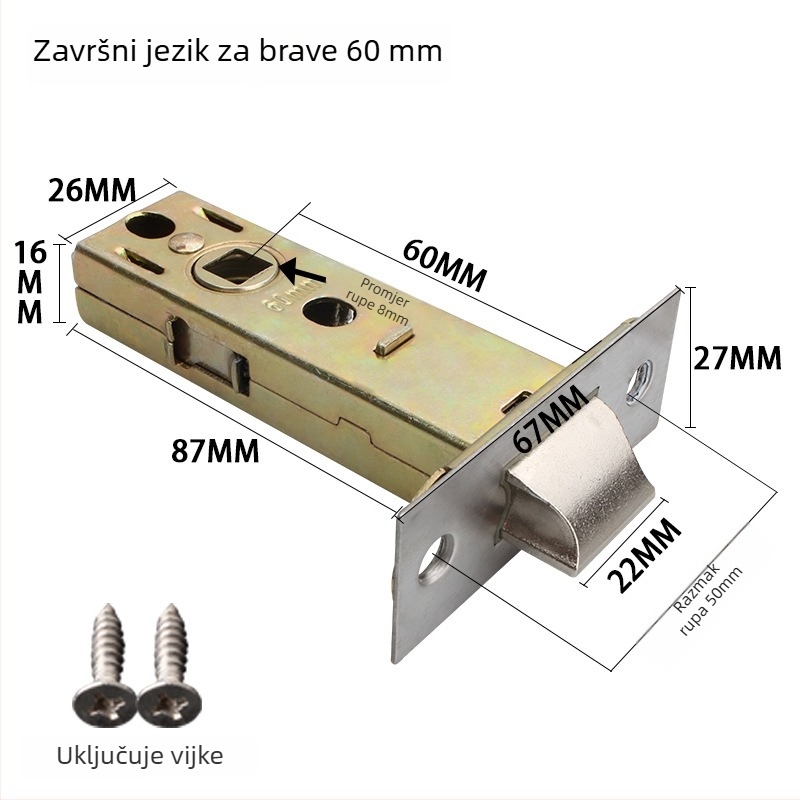 Željezni cilindar brave za kućna i kupaonska vrata, moderan minimalistički stil, marka According to me ya