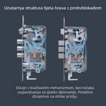 Tijelo pametne brave s otiskom prsta, spojni kotačić, cijeli čelični sklop, dvostruki aktivni zasun, pristup lozinkom, za unutarnja vrata