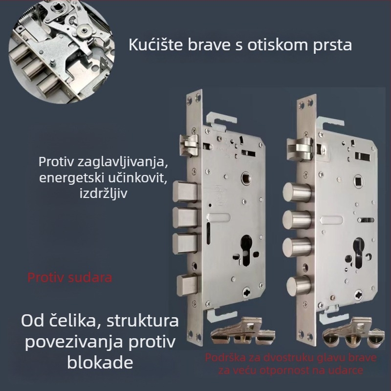 Tijelo pametne brave s otiskom prsta, spojni kotačić, cijeli čelični sklop, dvostruki aktivni zasun, pristup lozinkom, za unutarnja vrata