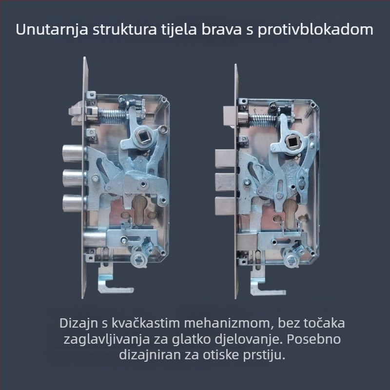 Tijelo pametne brave s otiskom prsta, spojni kotačić, cijeli čelični sklop, dvostruki aktivni zasun, pristup lozinkom, za unutarnja vrata