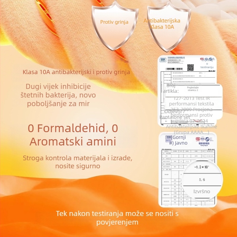 Muški termalni komplet od pamuka – antibakterijski, održava toplinu, 90–95% pamuk, srednje debljine 161–180 g/m², dugi rukav, okrugli vrat, dvodijelni komplet