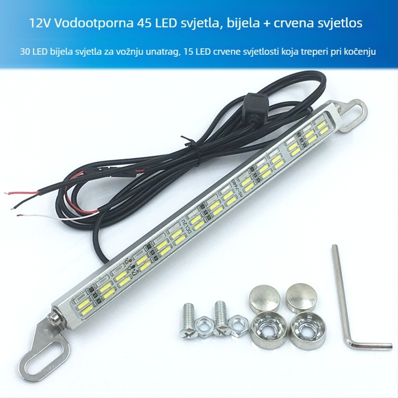 Automobilska LED svjetla za vožnju unatrag i kočnicu s 120 SMD lampom za registarsku pločicu, 12–24V, LED, vijek trajanja 10000 h