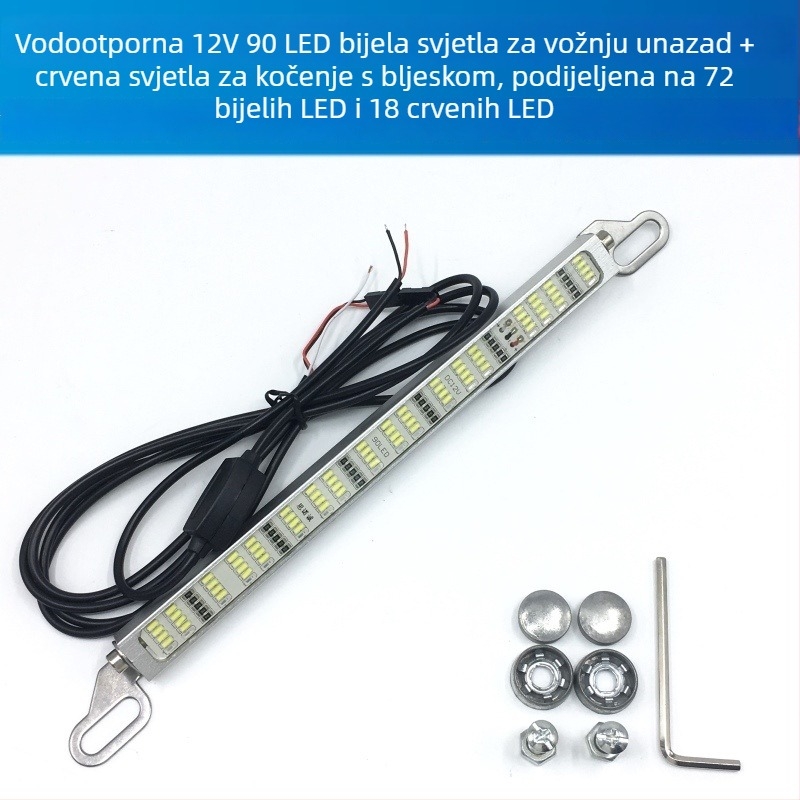 Automobilska LED svjetla za vožnju unatrag i kočnicu s 120 SMD lampom za registarsku pločicu, 12–24V, LED, vijek trajanja 10000 h