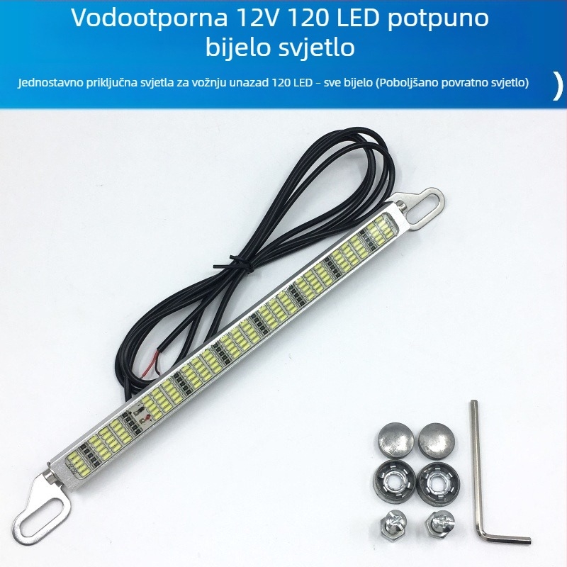 Automobilska LED svjetla za vožnju unatrag i kočnicu s 120 SMD lampom za registarsku pločicu, 12–24V, LED, vijek trajanja 10000 h