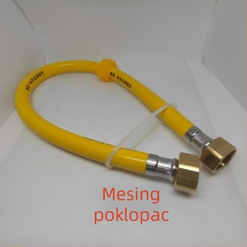 PVC eksplozijski otporna crijevo s glavama od nehrđajućeg čelika i bakra za ulaz tople i hladne vode, 1.6 MPa, 5–85°C, ručni navojni priključak