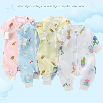 Dječji spavaći vreć, tanak dvostruko sloj pamučne gaze, crtani uzorak, najlon zatvarač, sigurnosna klasa A