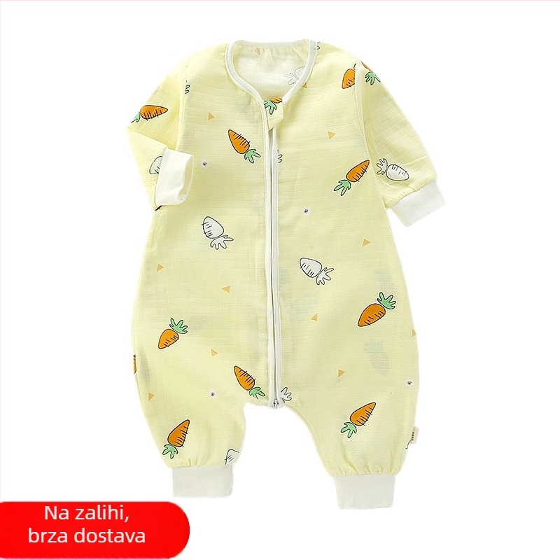 Dječji spavaći vreć, tanak dvostruko sloj pamučne gaze, crtani uzorak, najlon zatvarač, sigurnosna klasa A