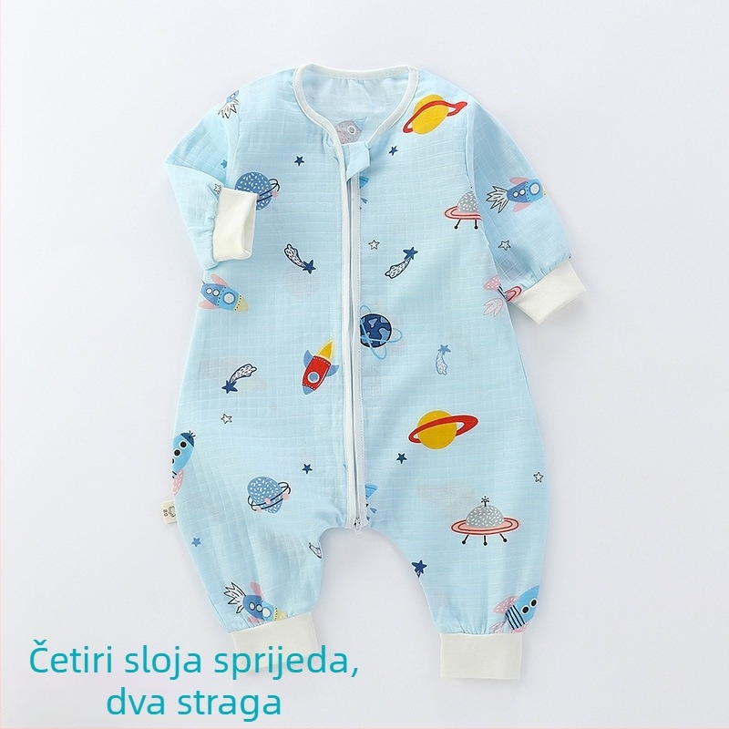 Dječji spavaći vreć, tanak dvostruko sloj pamučne gaze, crtani uzorak, najlon zatvarač, sigurnosna klasa A