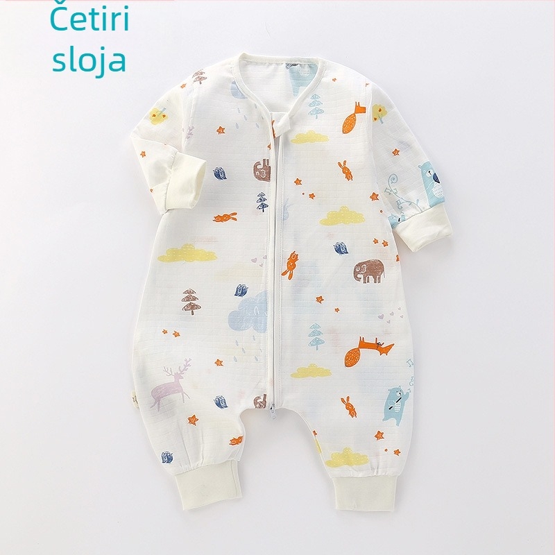 Dječji spavaći vreć, tanak dvostruko sloj pamučne gaze, crtani uzorak, najlon zatvarač, sigurnosna klasa A