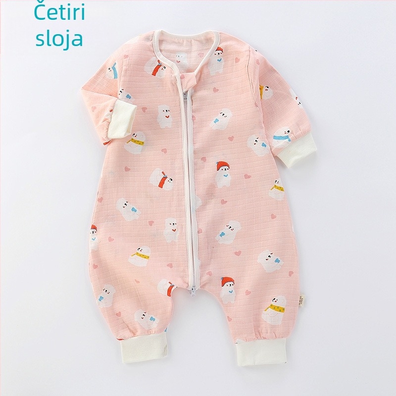 Dječji spavaći vreć, tanak dvostruko sloj pamučne gaze, crtani uzorak, najlon zatvarač, sigurnosna klasa A