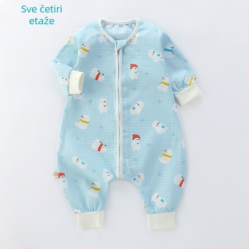 Dječji spavaći vreć, tanak dvostruko sloj pamučne gaze, crtani uzorak, najlon zatvarač, sigurnosna klasa A