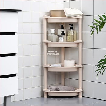 Plastični 3‑slojni stalak s trokutastom osnovom za kupaonicu i kuhinju, nosivost 5–10 kg